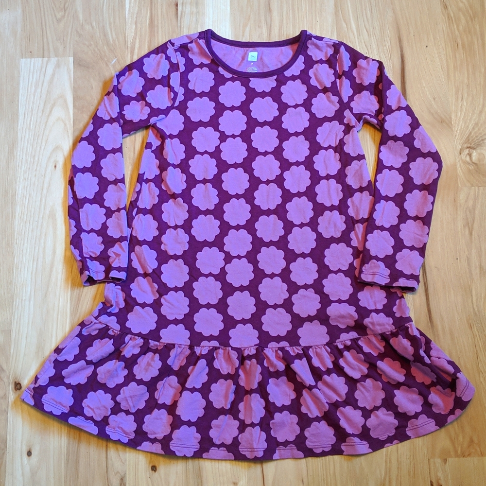 Tea Collection Purple Cloud Like New Lightweight LS Dress Size 7